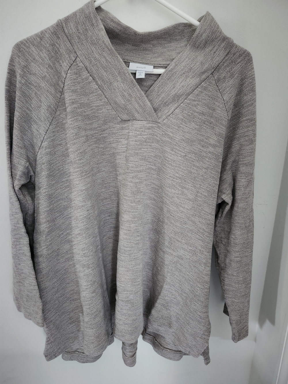 J. Jill Neutral Heather V-Neck Pullover Sweater